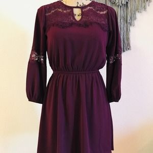 Lily Rose Burgundy Lace Skater Dress XS
